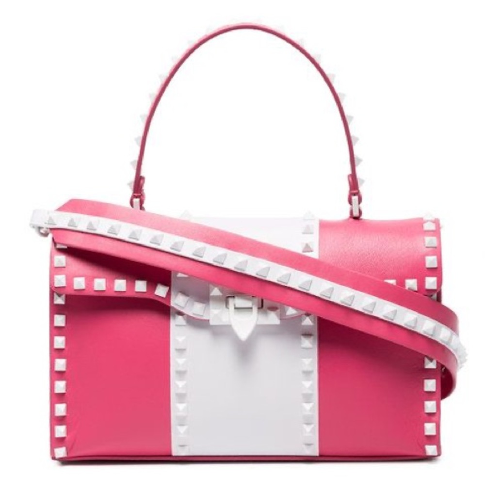 Valentino Studded Leather Crossbody Bag White-pink